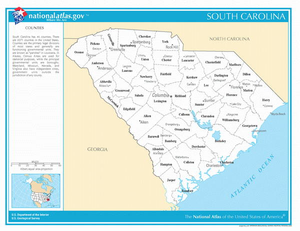 Карта округов Южной Каролины