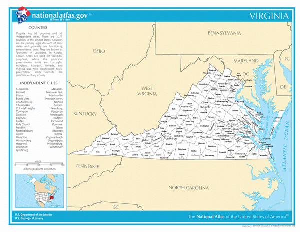 Карта округов Вирджинии