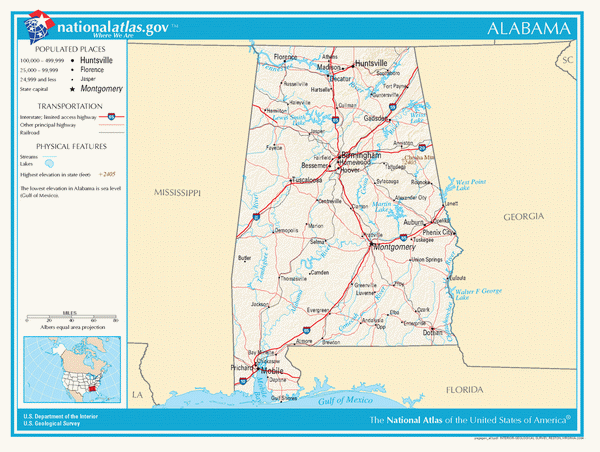 Карта дорог Алабамы