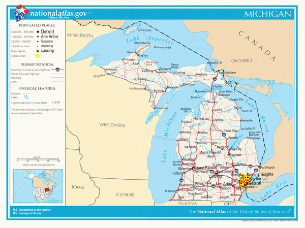 Карта дорог Мичигана