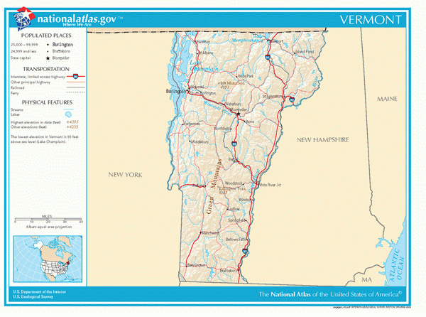 Карта дорог Вермонта
