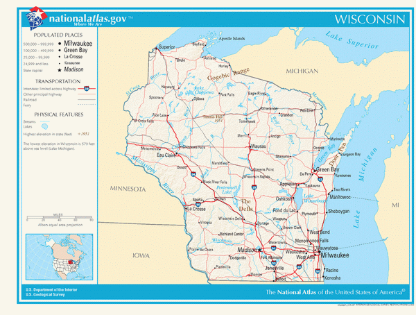 Карта дорог Висконсина