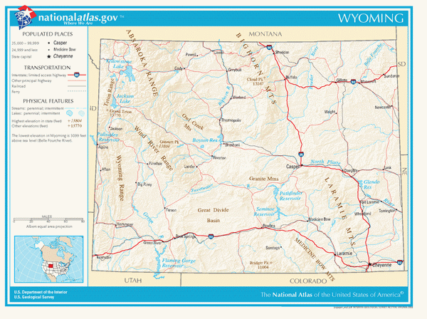 Карта дорог Вайоминга