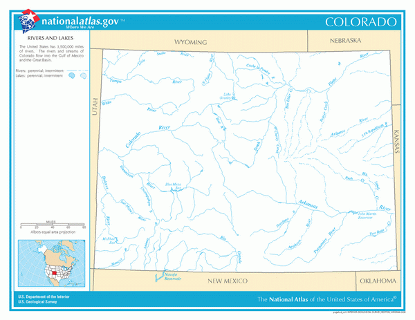 Карта рек и озер Колорадо