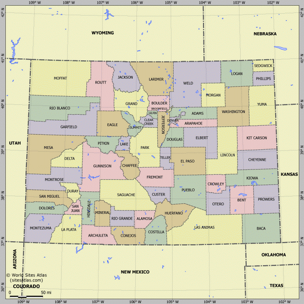 Карта деления Колорадо