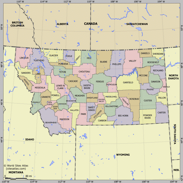 Карта деления Монтаны