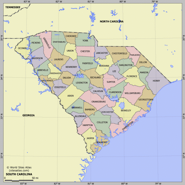 Карта деления Южной Каролины