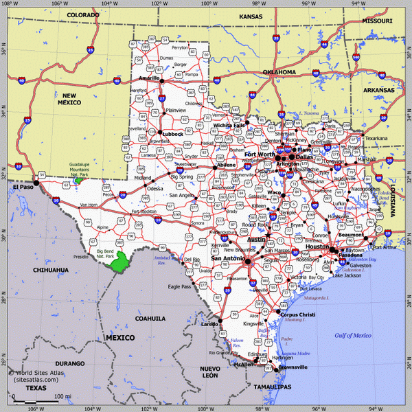 Карта Техаса