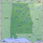 Карта рельефа Алабамы