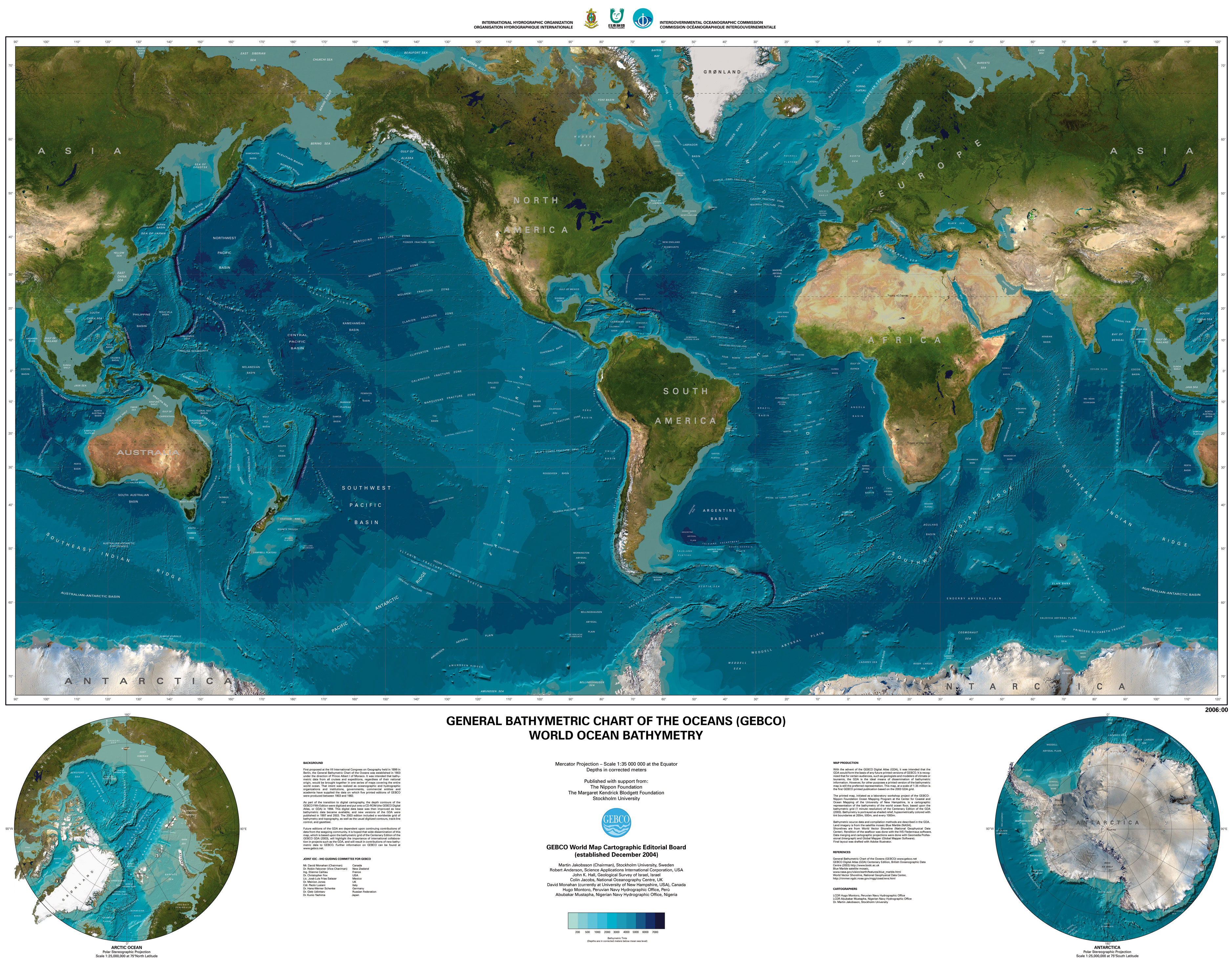 Карта рельефа мирового океана