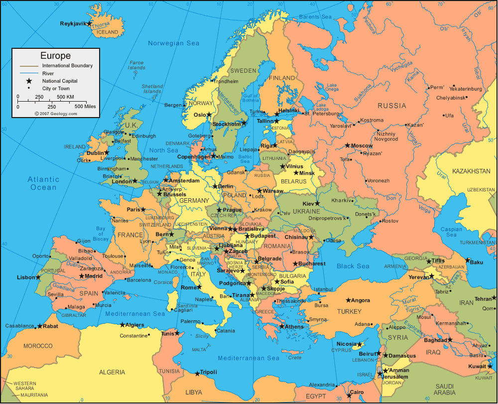 Политическая карта европа 2022