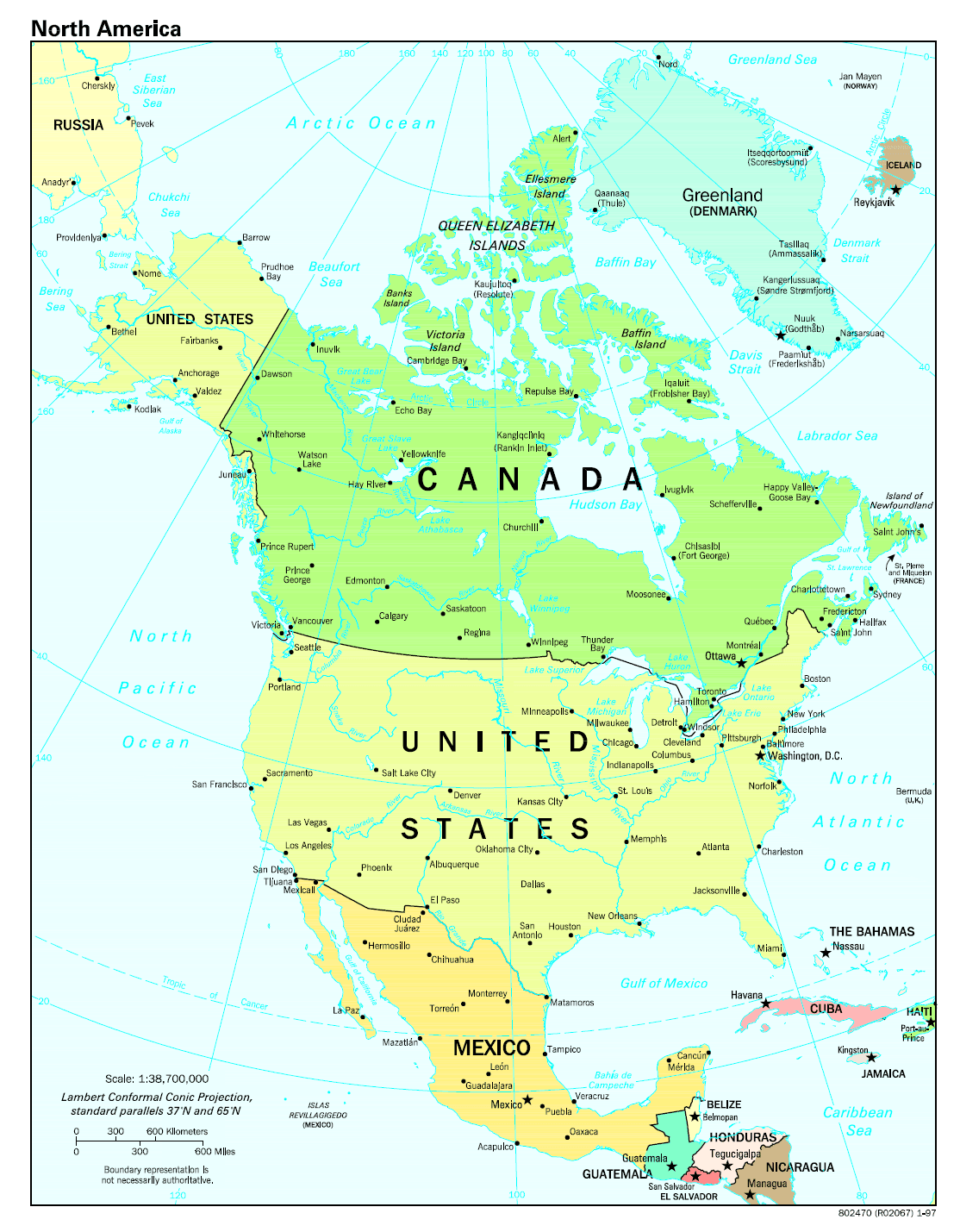 Политическая карта Северной Америки — Planetolog.ru