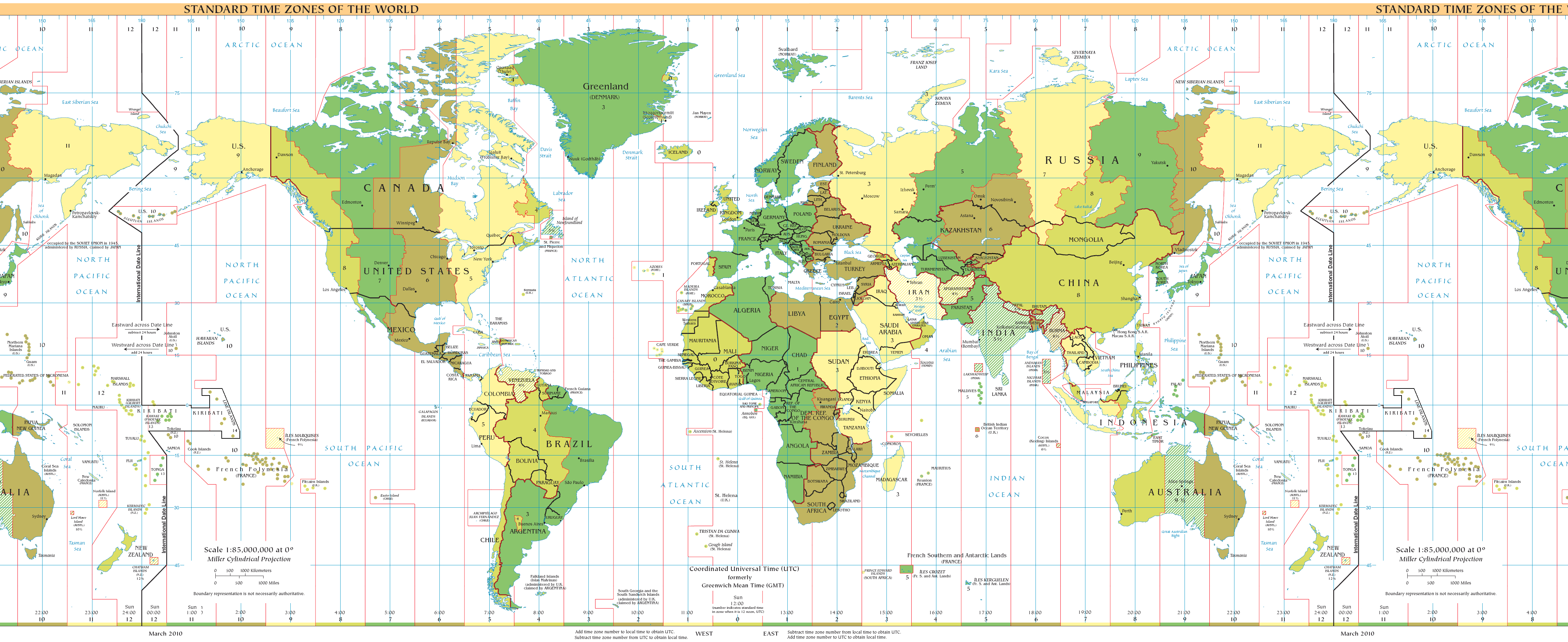 Карта часовых поясов